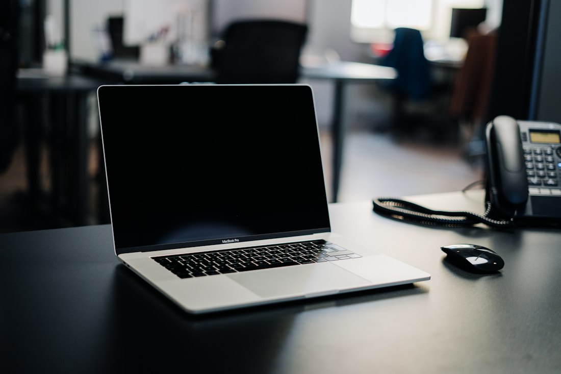 Laptop on a white desk