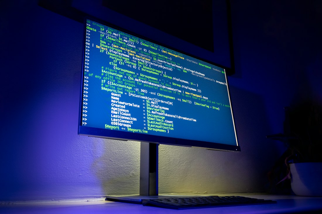 Code displayed on a computer monitor
