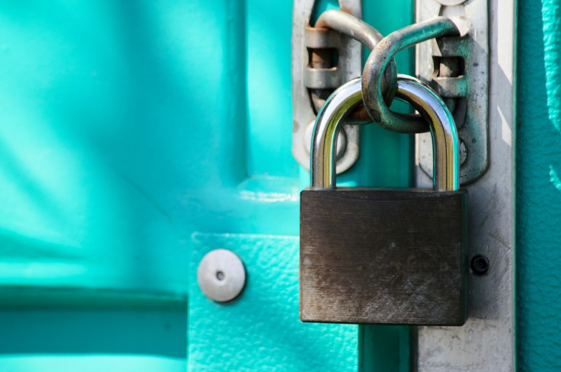Padlock on a door