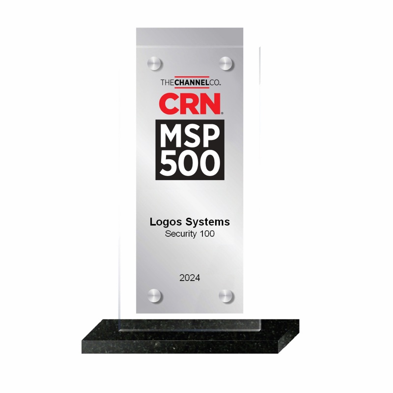 CRN MSP 500 2024 award plaque for Logos Systems, Security 100